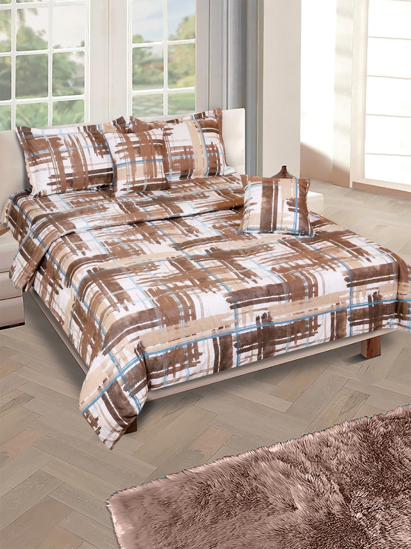 ROMEE Brown & White Bedding Set for Double Bed